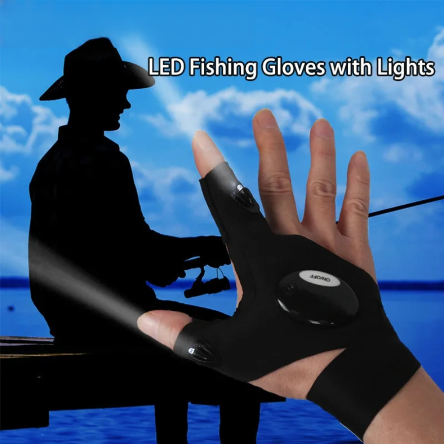 LED Half Finger Glove for Men  - مراجعة Fishing Gloves وسعره