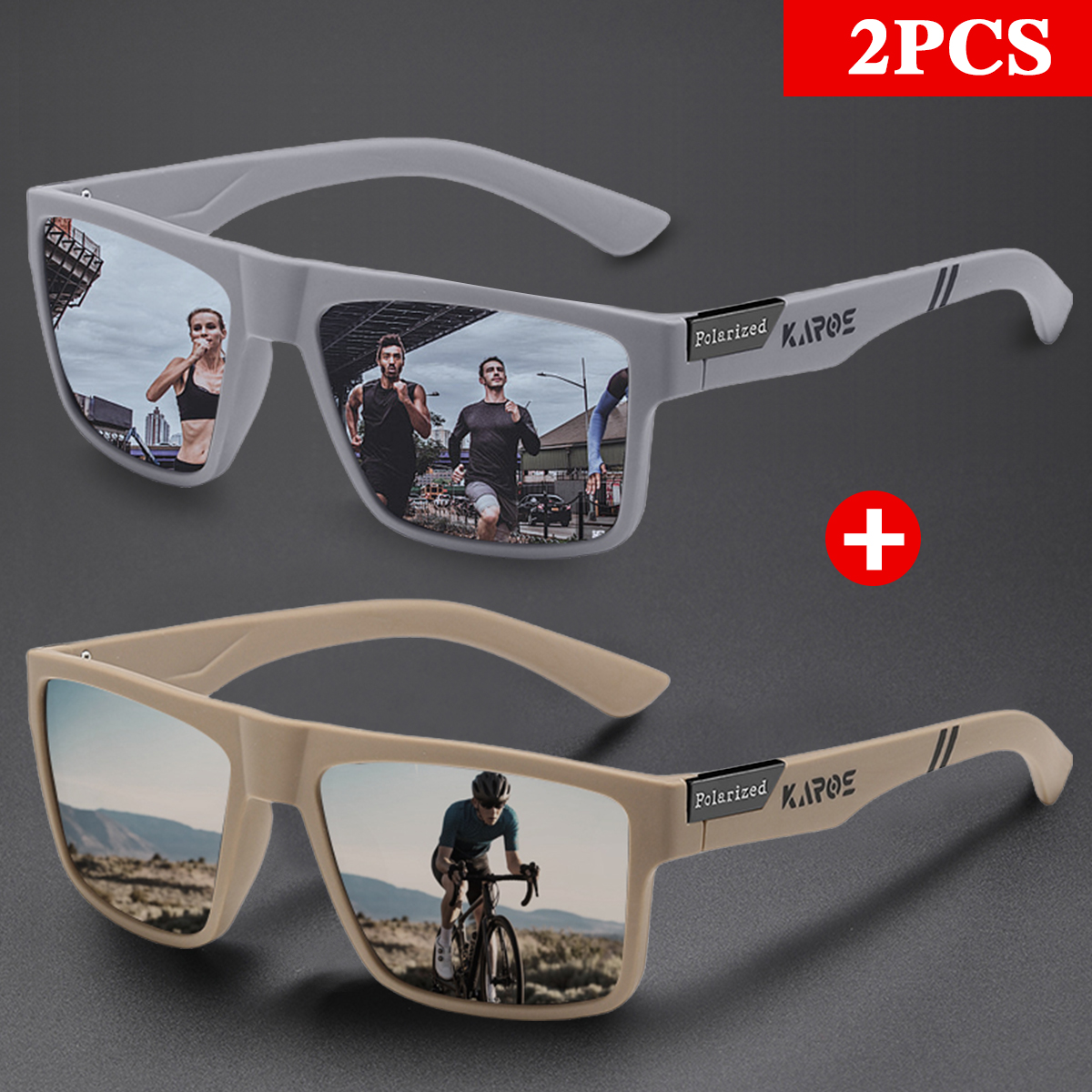 KAROS 2PCS Retro Square Polari - مراجعة Fishing Sunglasses Polarized وسعره
