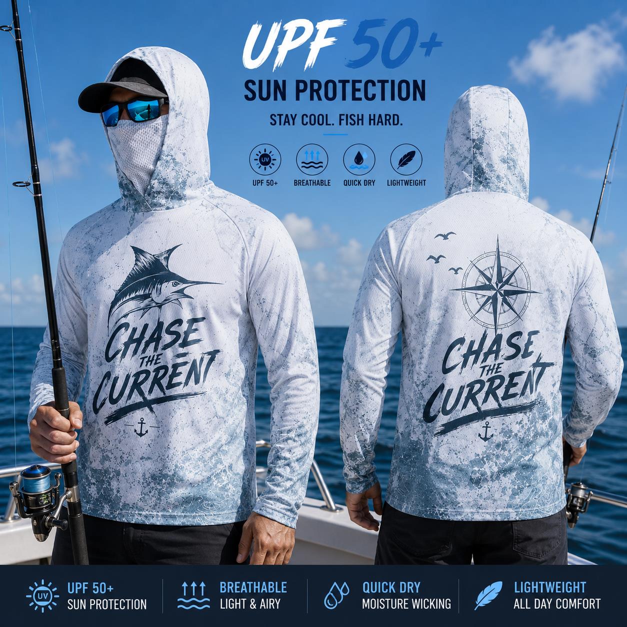 Fishing Hoodie Shirt Men Long  - مراجعة Fishing Hoodie وسعره