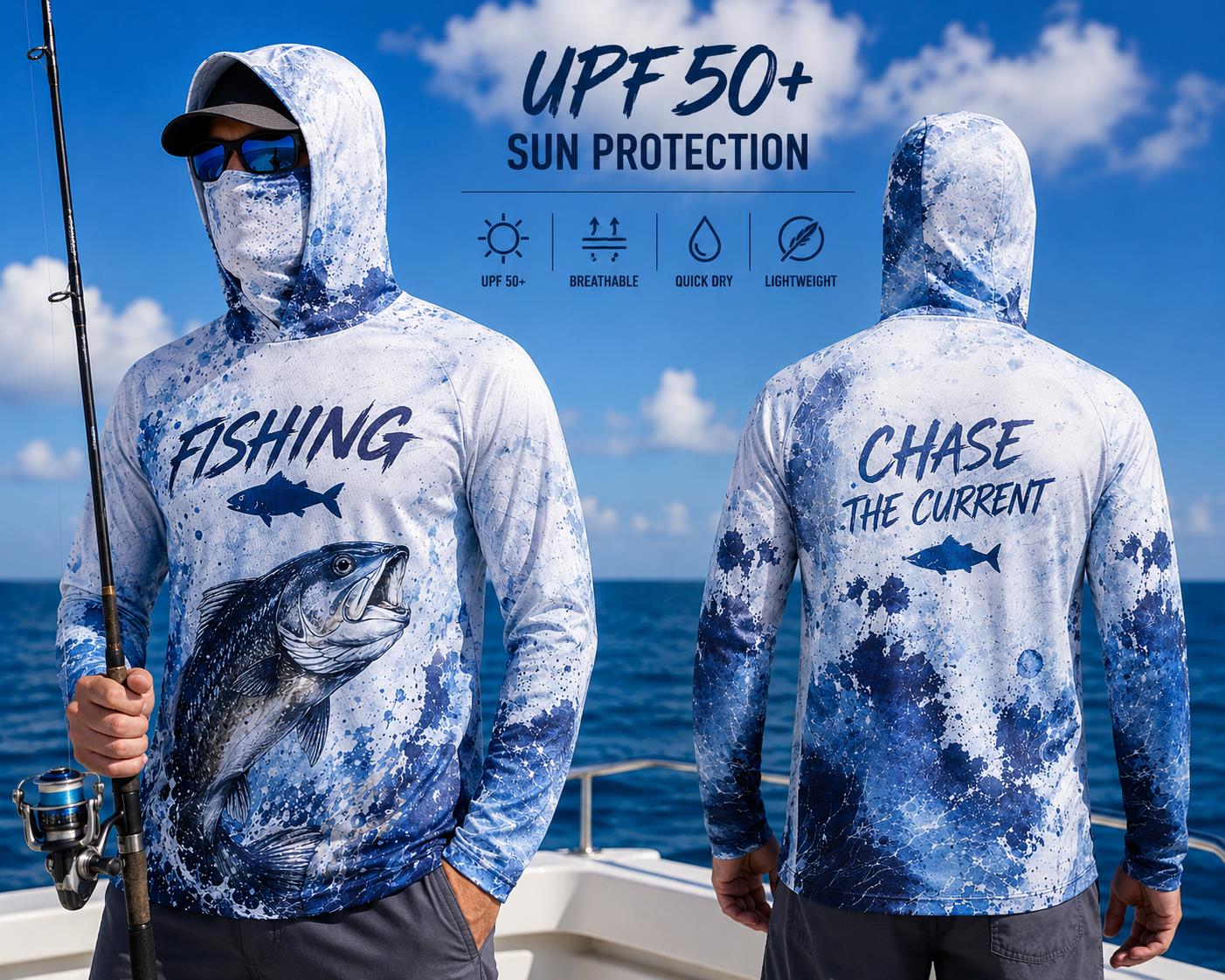 Fishing Hoodie Shirt Men Long  - مراجعة Fishing Hoodie وسعره