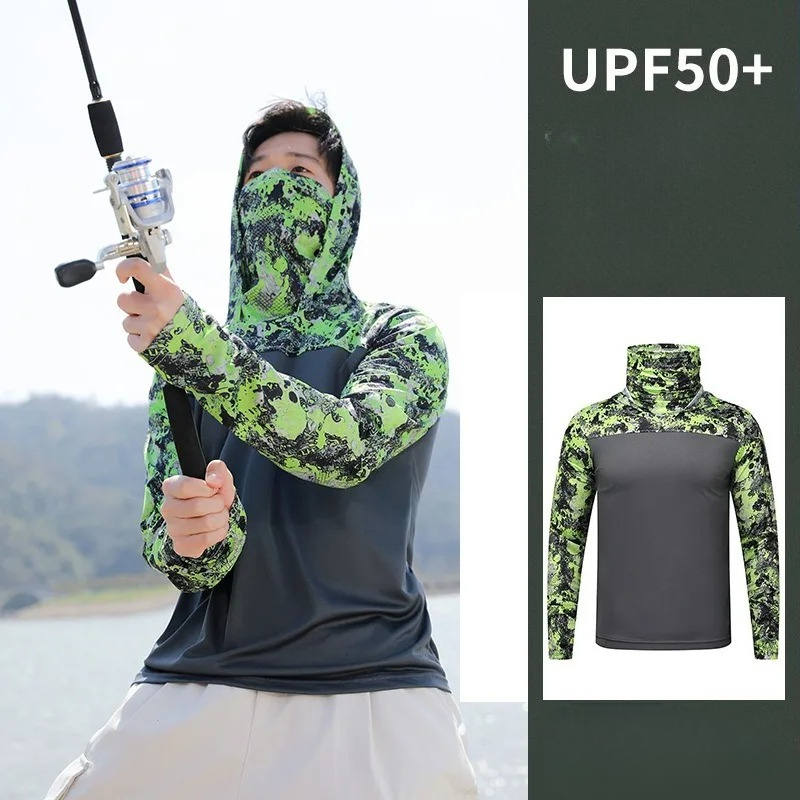 Fishing Shirt Hooded Men Sunsc - مراجعة Fishing Shirt Uv Protection وسعره
