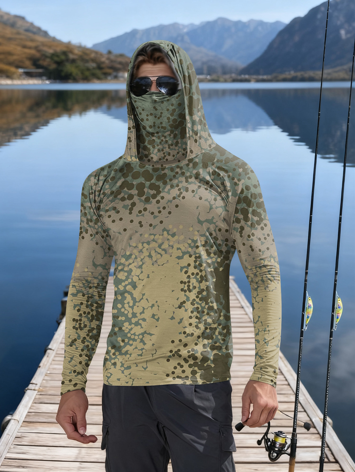 Men's Fishing Hooded Long-Slee - مراجعة Fishing Shirt Uv Protection وسعره