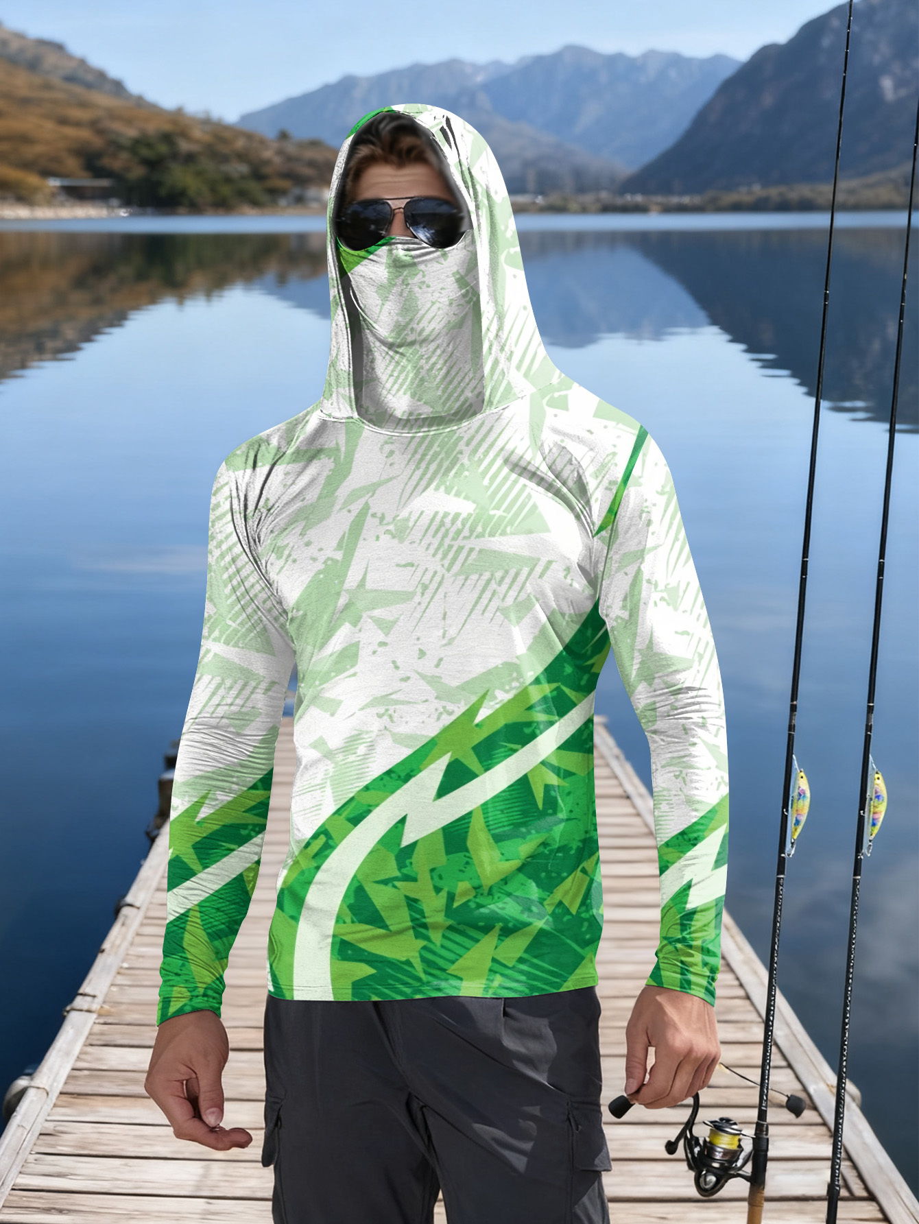 Men's Fishing Hooded Long-Slee - مراجعة Fishing Shirt Uv Protection وسعره