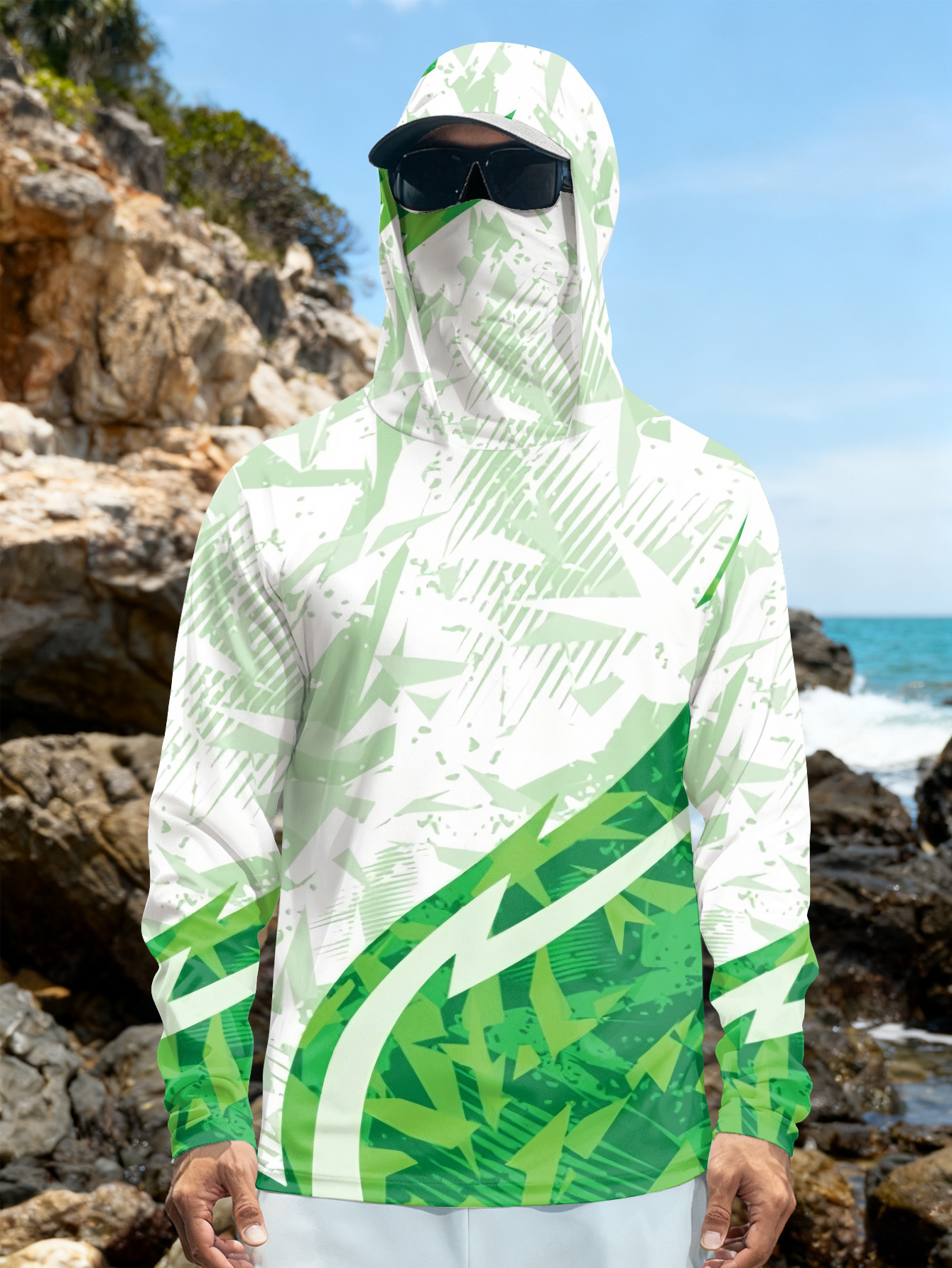 Men's Fishing Hooded Long-Slee - مراجعة Fishing Shirt Uv Protection وسعره