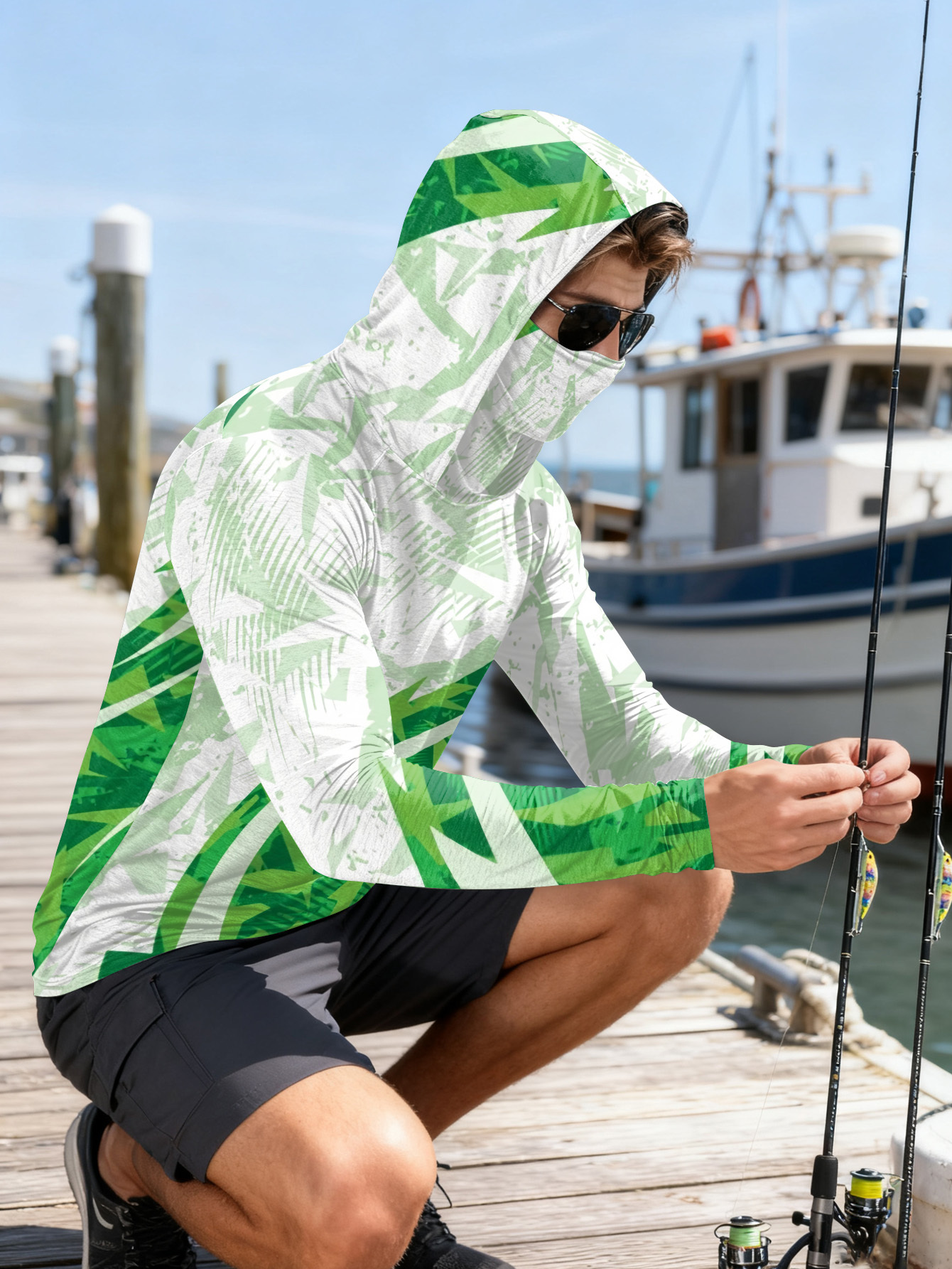 Men's Fishing Hooded Long-Slee - مراجعة Fishing Shirt Uv Protection وسعره
