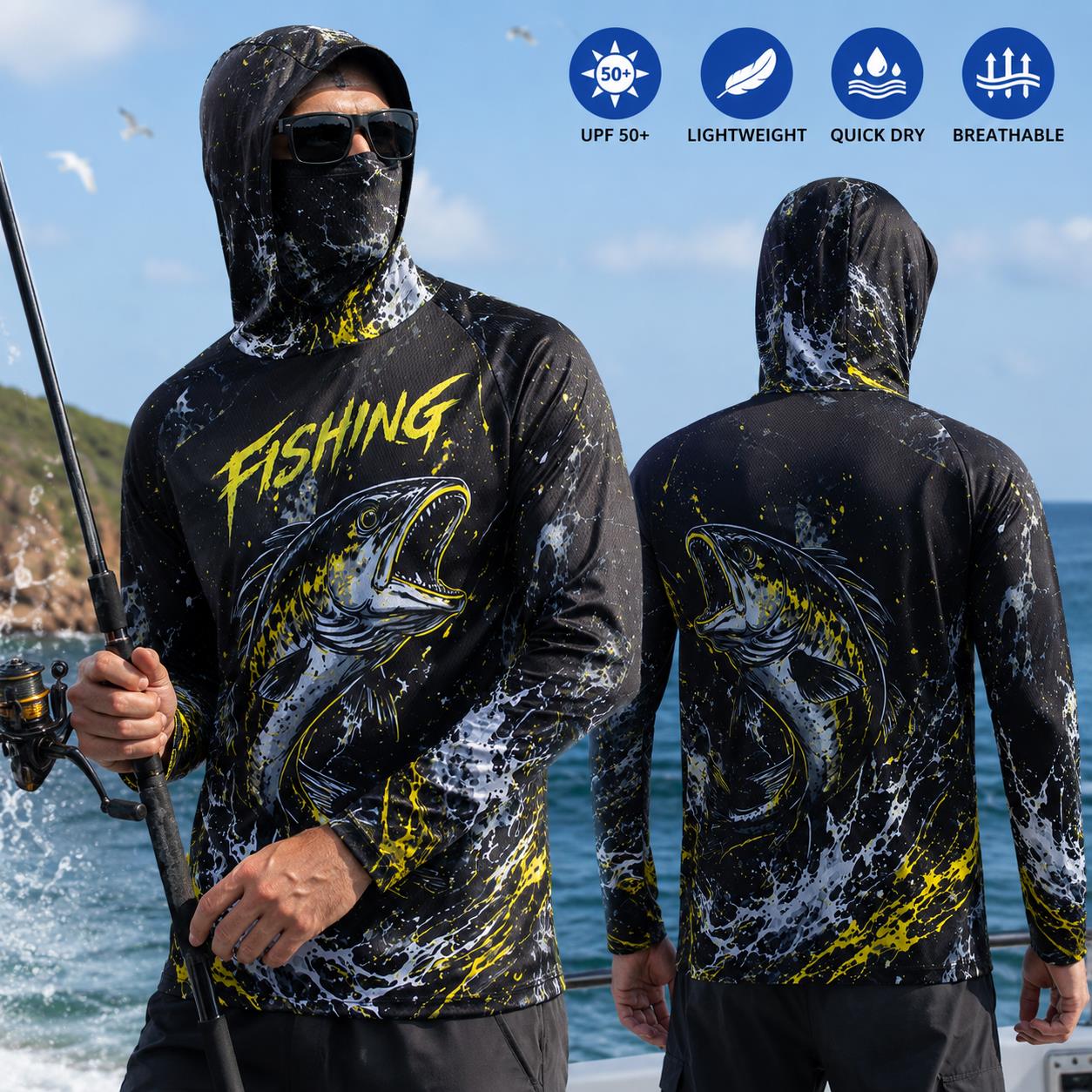 Men's Hooded Fishing Shirt UPF - مراجعة Fishing Hoodie وسعره