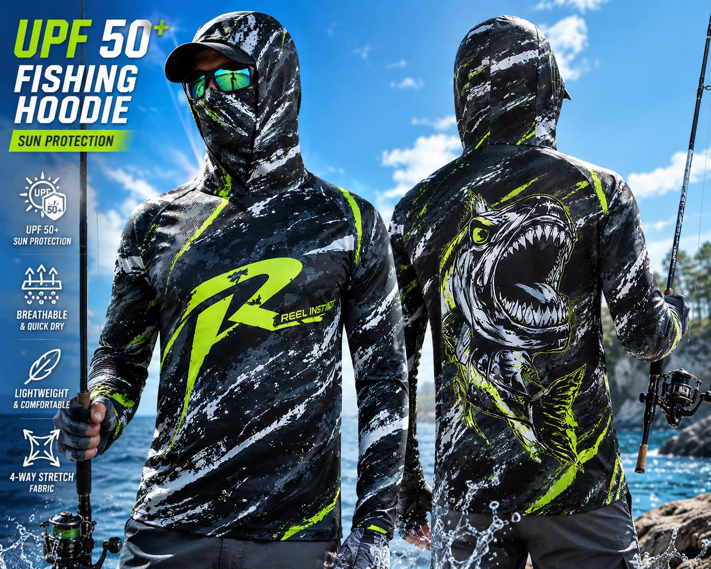 Men's Hooded Fishing Shirt UPF - مراجعة Fishing Hoodie وسعره