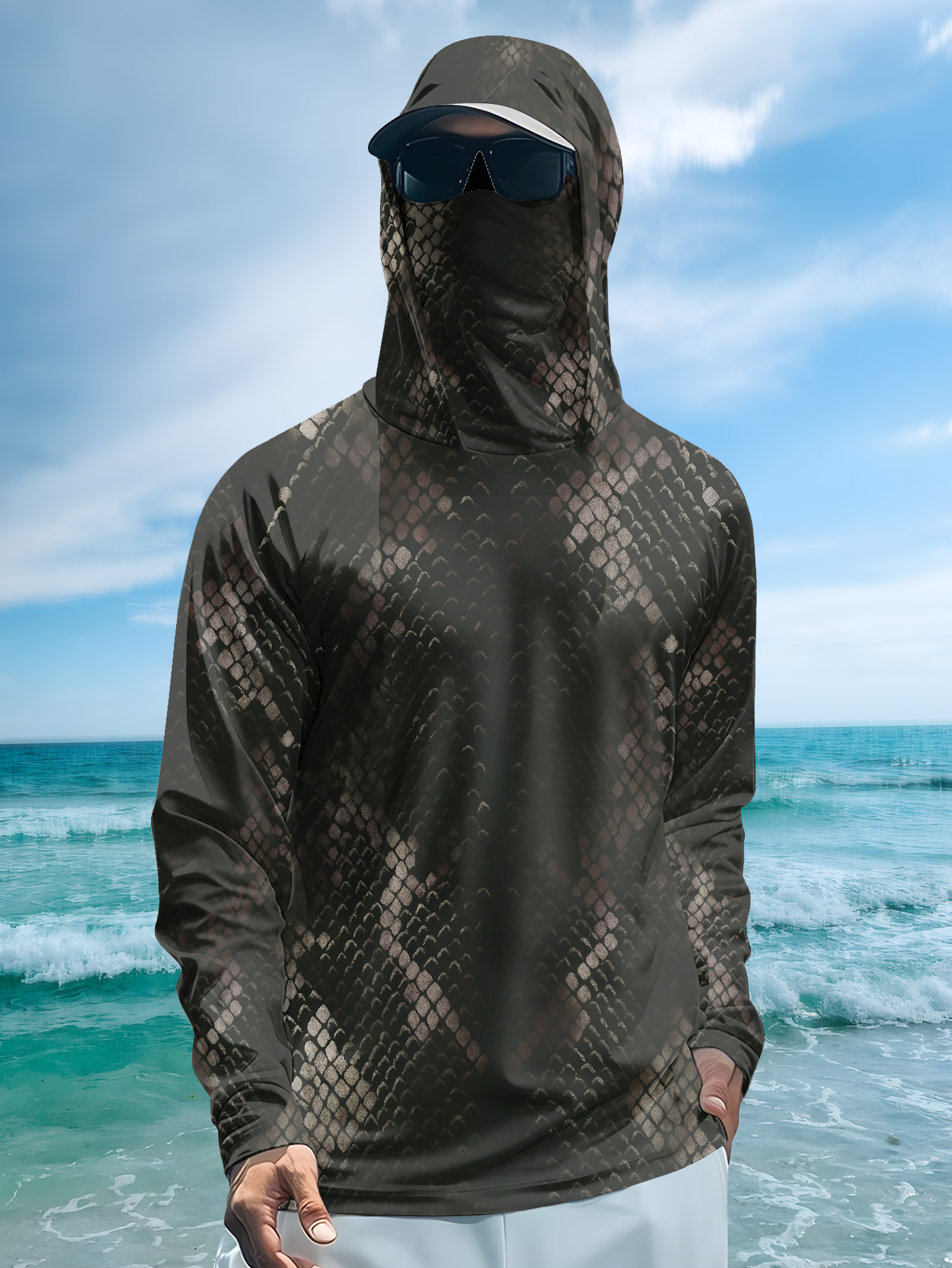 Men's Fishing Hooded Long-Slee - مراجعة Fishing Shirt Uv Protection وسعره