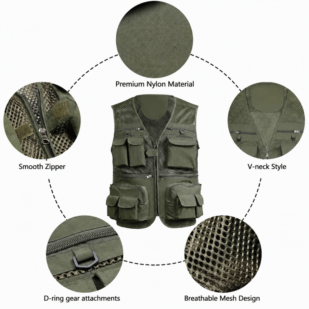 Durable with 16 Pockets Fishin - مراجعة Fishing Vest وسعره