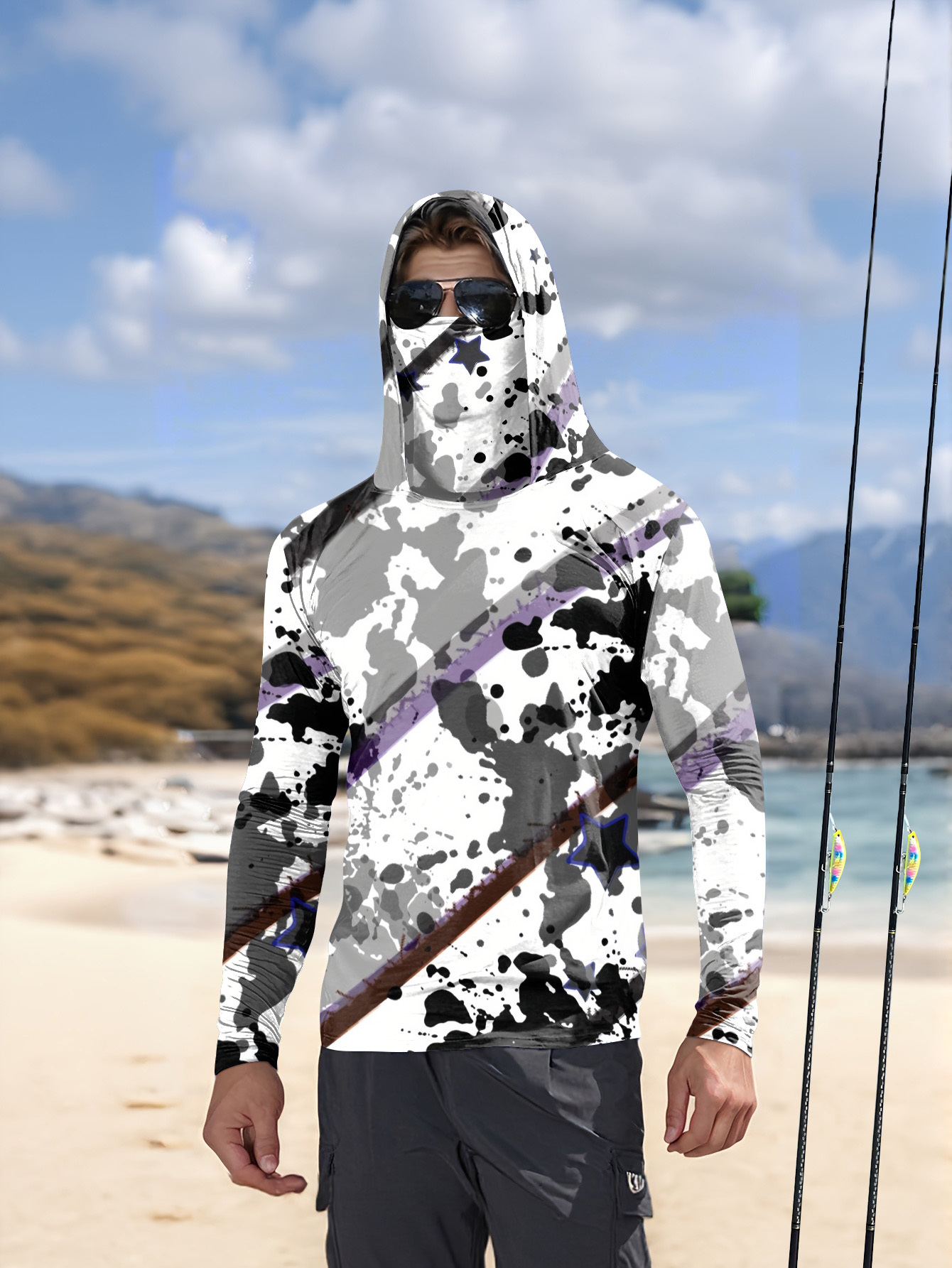 Men Hood Fishing Shirt long sl - مراجعة Fishing Shirt Uv Protection وسعره