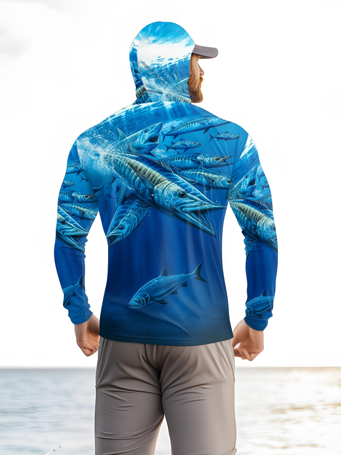 Men Hood Fishing Shirt long sl - مراجعة Fishing Shirt Uv Protection وسعره
