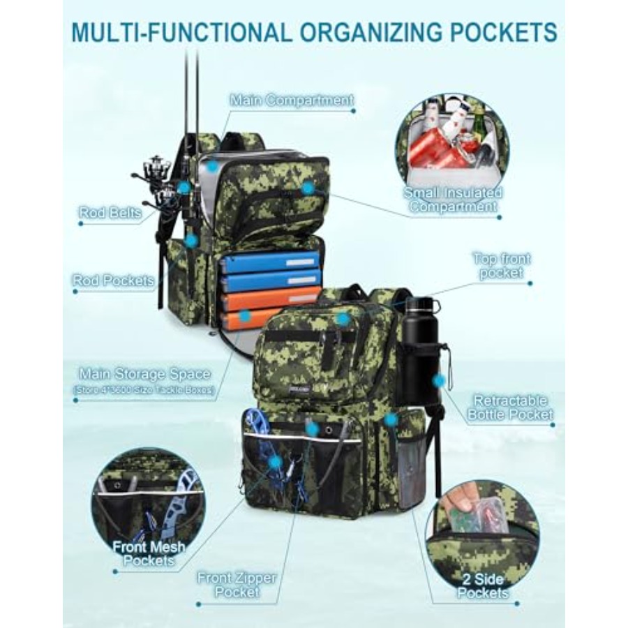 Fishing Backpack with Rod Hold - مراجعة Fishing Backpack وسعره