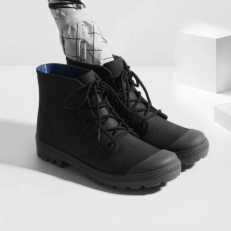 Winter Men Rain Boots Lace-up  - مراجعة Fishing Boots وسعره